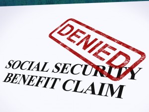 Social Security Claim Denied Stamp Shows Social Unemployment Benefit Refused