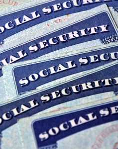 Social Security Cards Representing Finances and Retirement